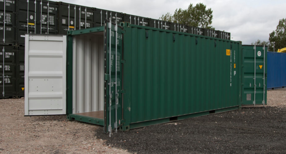  20ft New 'One Trip' Tunnel Shipping Container - External view with both doors open	