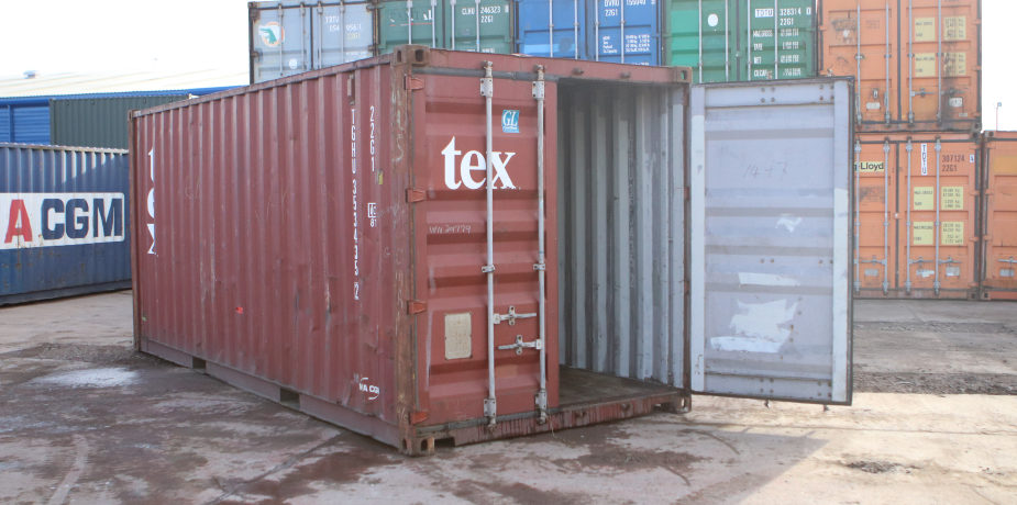  20ft Used Steel Container - External view with one door open	