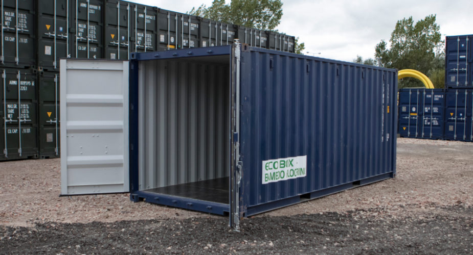  20ft ‘One Trip’ Shipping Container - External view with doors open	